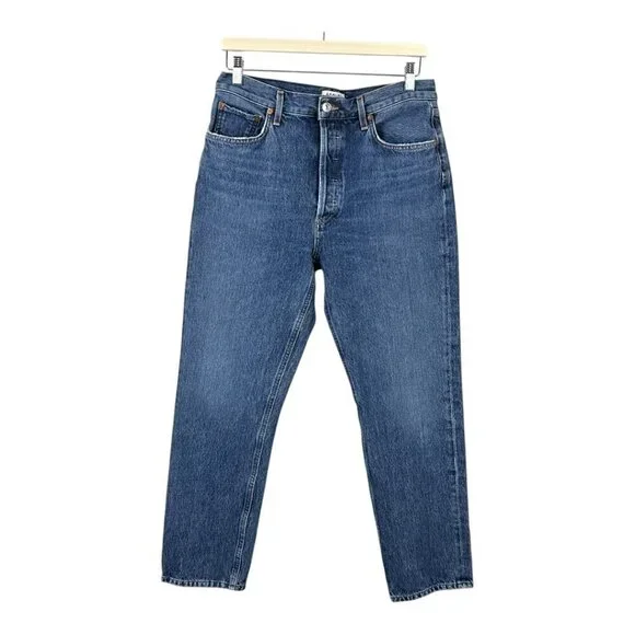 Agolde Riley High Rise Straight Crop Air Blue - Picture 2 of 10